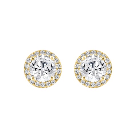 14K YELLOW GOLD 2 1/4CT ROUND DIAMOND LADIES EARRINGS