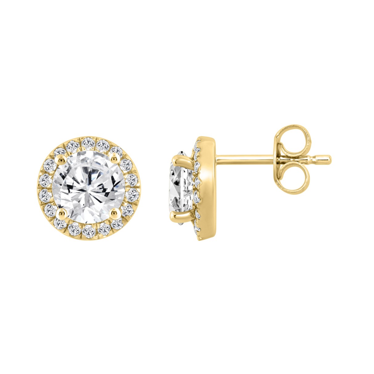 14K YELLOW GOLD 2 1/4CT ROUND DIAMOND LADIES EARRINGS