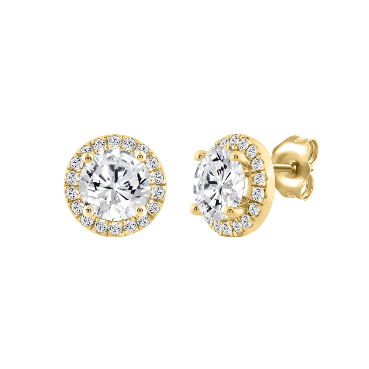 14K YELLOW GOLD 2 1/4CT ROUND DIAMOND LADIES EARRINGS