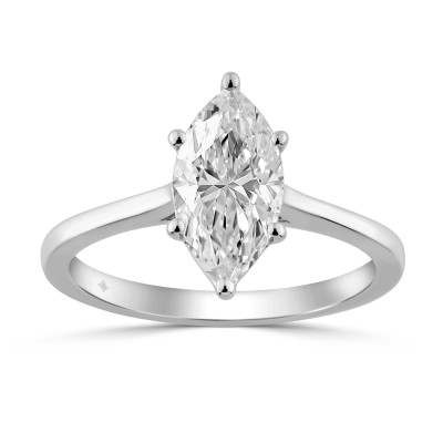 14K WHITE GOLD 1 1/2CT MARQUISE DIAMOND SOLITAIRE RING 