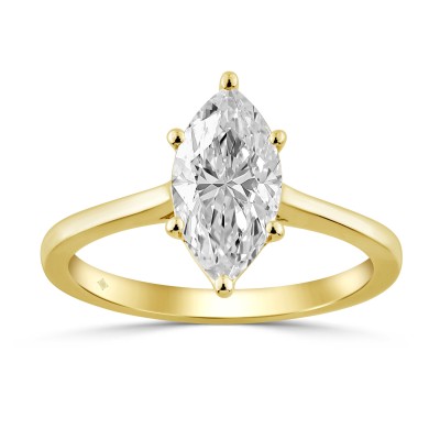 14K YELLOW GOLD 1 1/2CT MARQUISE DIAMOND SOLITAIRE RING