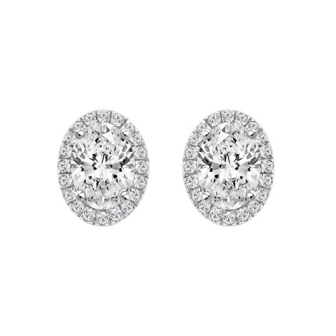 14K WHITE GOLD 2 1/4CT ROUND/OVAL DIAMOND LADIES EARRINGS