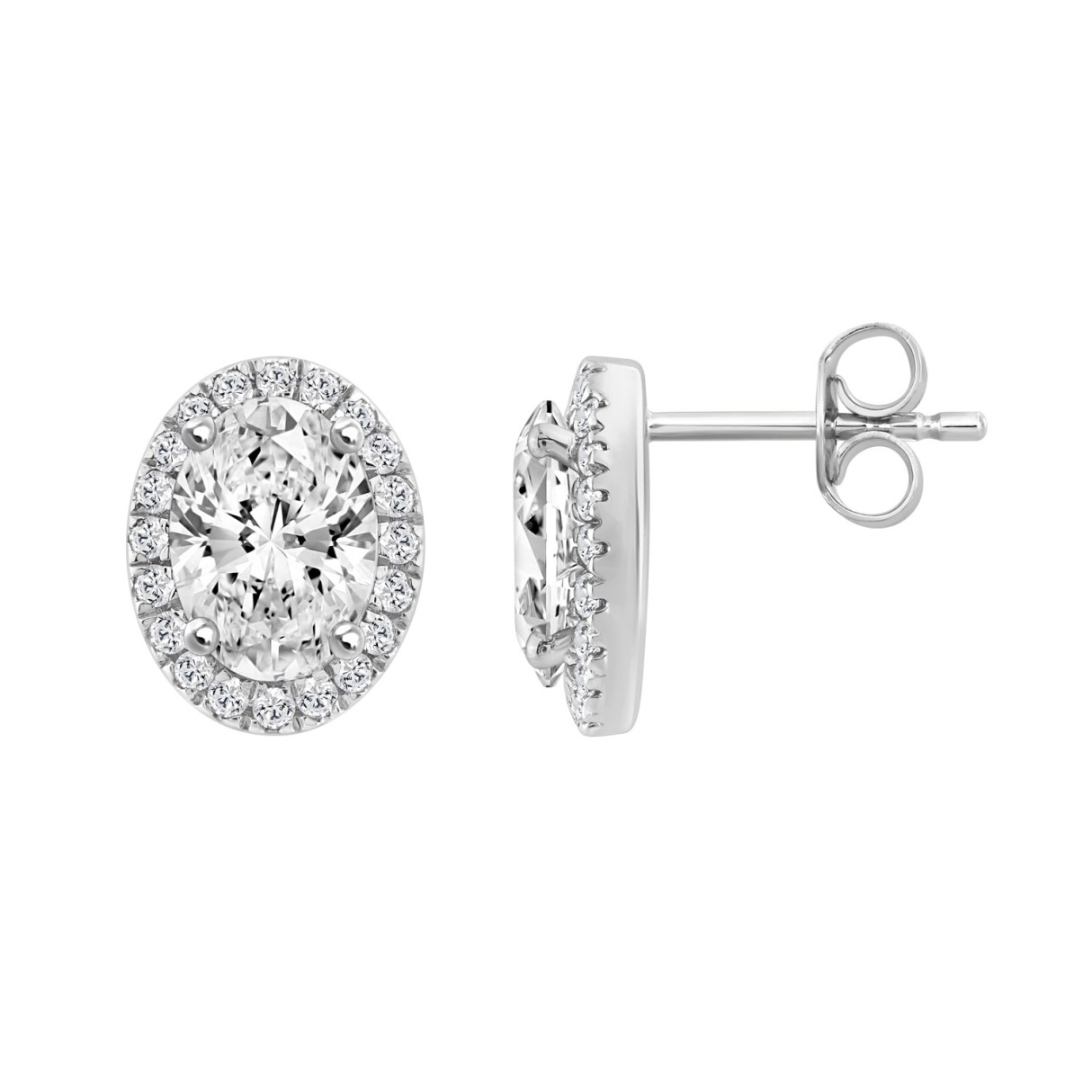 14K WHITE GOLD 2 1/4CT ROUND/OVAL DIAMOND LADIES EARRINGS