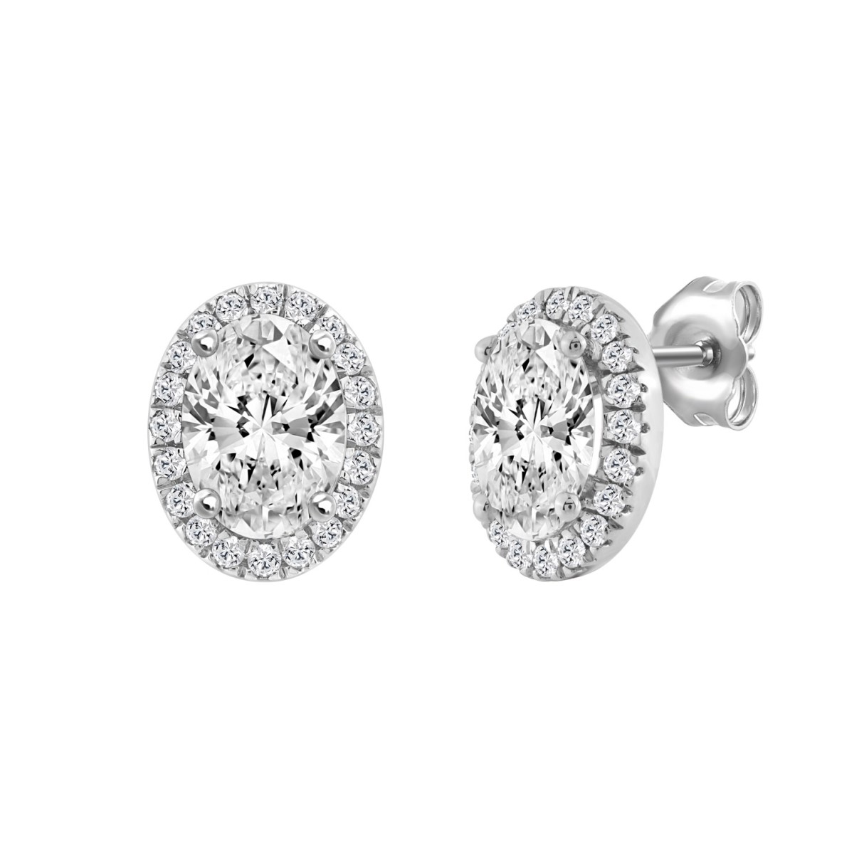 14K WHITE GOLD 2 1/4CT ROUND/OVAL DIAMOND LADIES EARRINGS