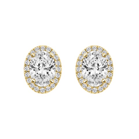 14K YELLOW GOLD 2 1/4CT ROUND/OVAL DIAMOND LADIES EARRINGS