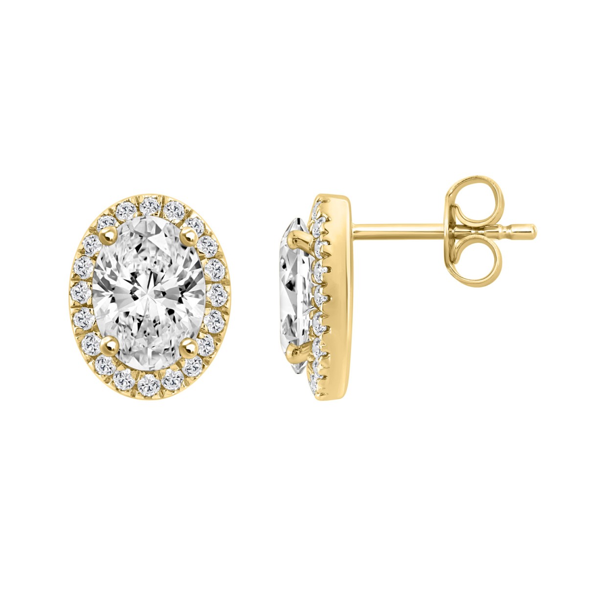 14K YELLOW GOLD 2 1/4CT ROUND/OVAL DIAMOND LADIES EARRINGS