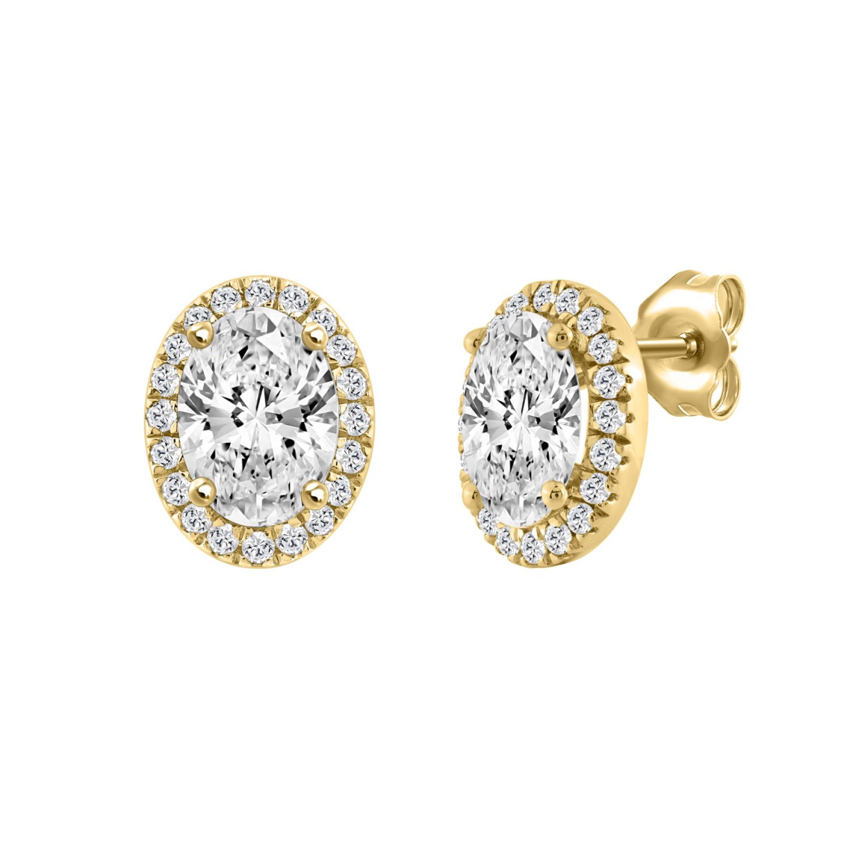 14K YELLOW GOLD 2 1/4CT ROUND/OVAL DIAMOND LADIES EARRINGS