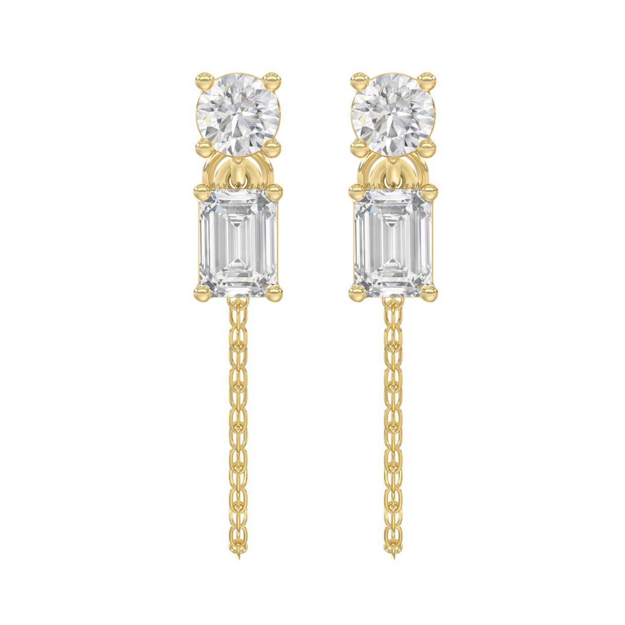 10K Yellow Gold 3/4CT Emerald/Round cut Diamond El...