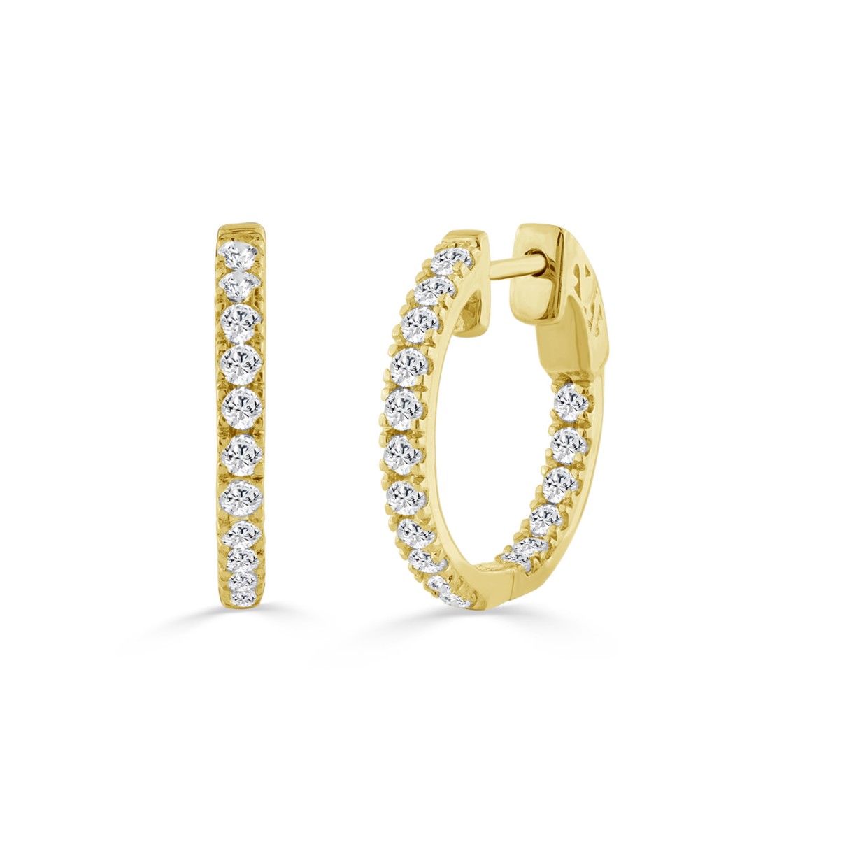 10K YELLOW GOLD 2.00CT ROUND DIAMOND LADIES HOOP E...