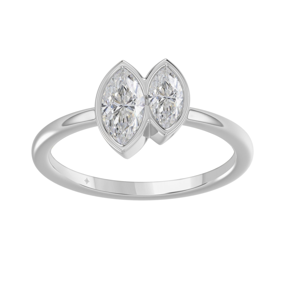 Elegant ColleCTions Linked Hearts Ladies Ring 10K White Gold 3/4CT Marquise Lab Grown Diamond (Color F-G -Clarity VS1/VS2)