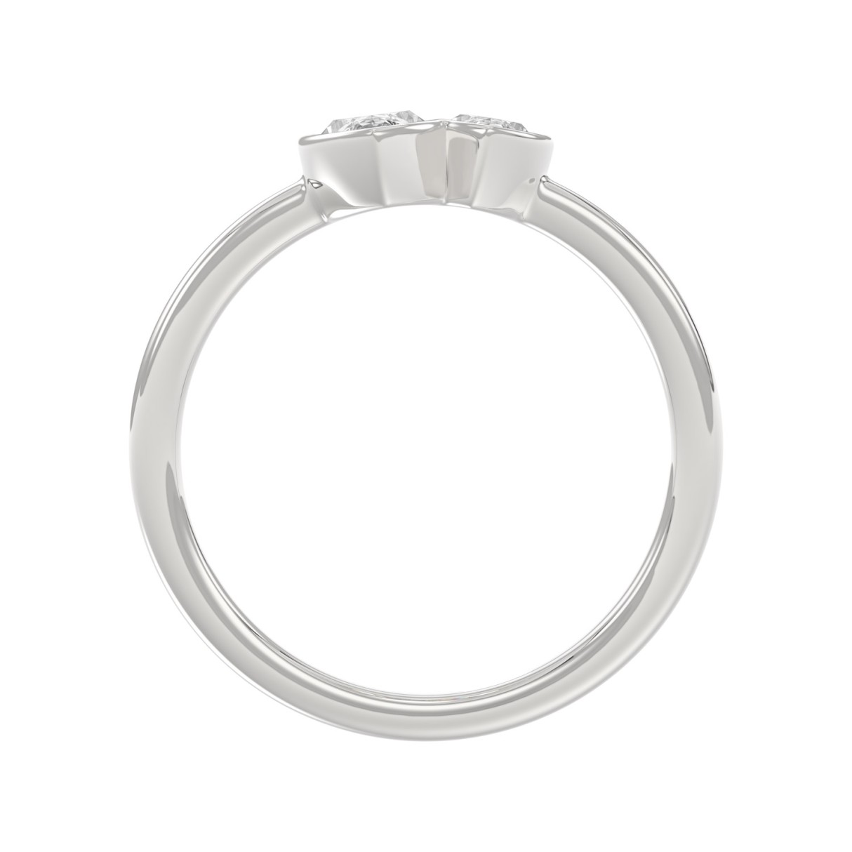 Elegant ColleCTions Linked Hearts Ladies Ring 10K White Gold 3/4CT Marquise Lab Grown Diamond (Color F-G -Clarity VS1/VS2)