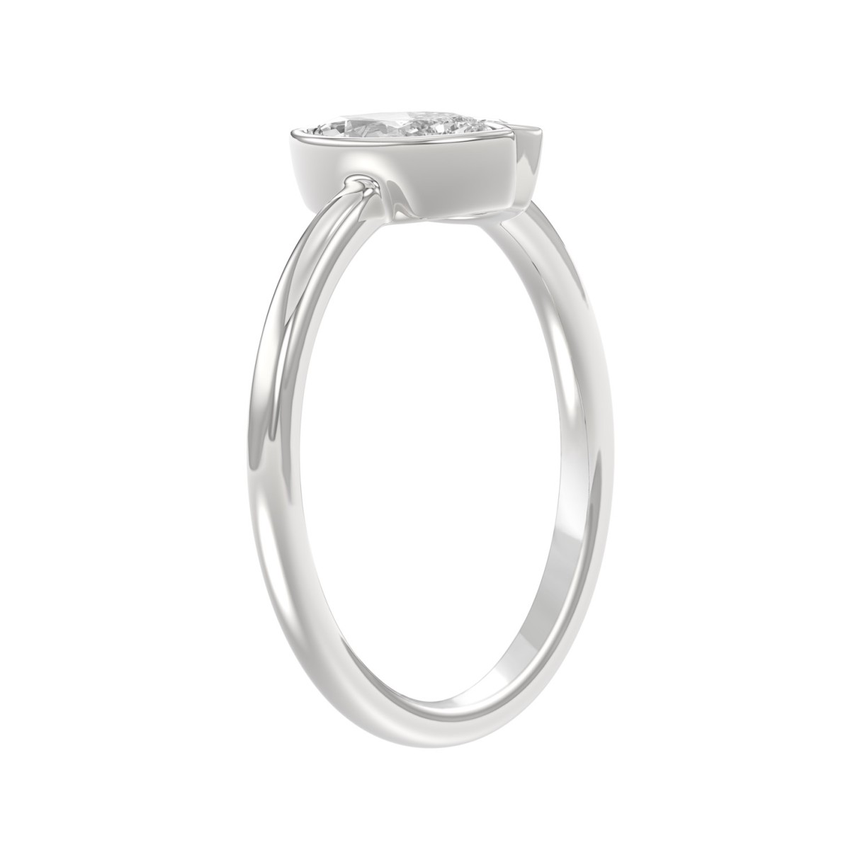 Elegant ColleCTions Linked Hearts Ladies Ring 10K White Gold 3/4CT Marquise Lab Grown Diamond (Color F-G -Clarity VS1/VS2)