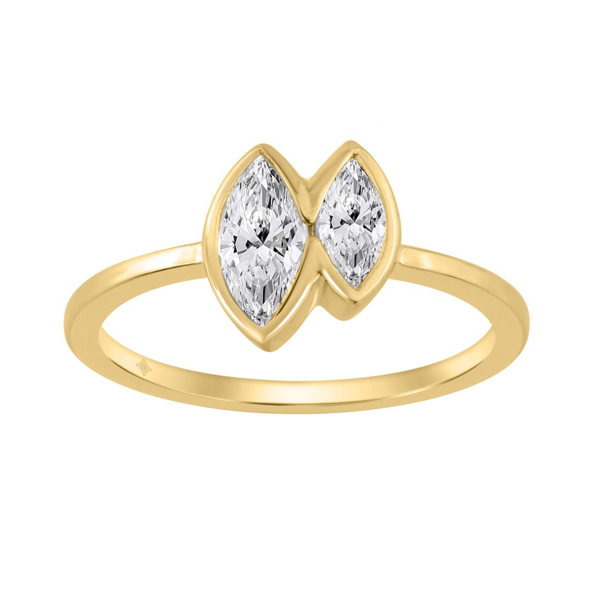 Elegant ColleCTions Toi Et Moi Ladies Ring 10K Yellow Gold 3/4CT Marquise Lab Grown Diamond (Color F-G -Clarity VS1/VS2)
