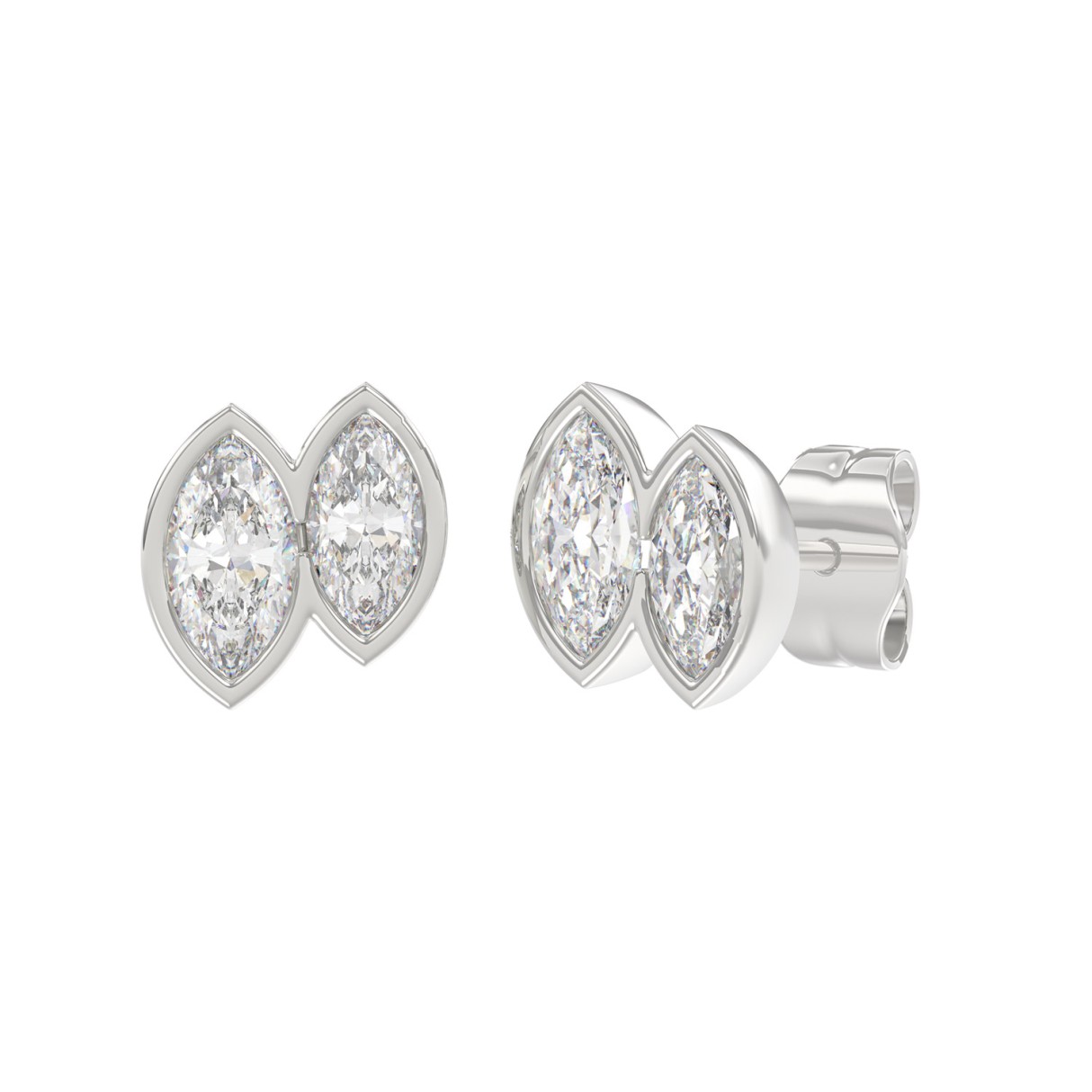10K White Gold Lab Grown Diamond Earrings 1.00Ct Double Marquise Cut For Women (Color F-G -Clarity Vs1/Vs2)