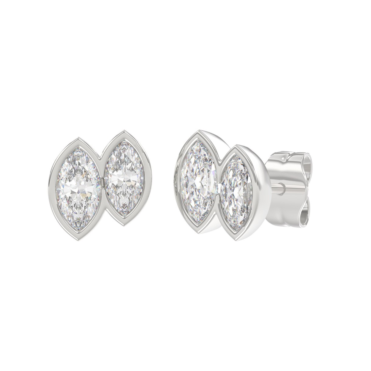 10K White Gold Lab Grown Diamond Earrings 1.00Ct Double Marquise Cut For Women (Color F-G -Clarity Vs1/Vs2)