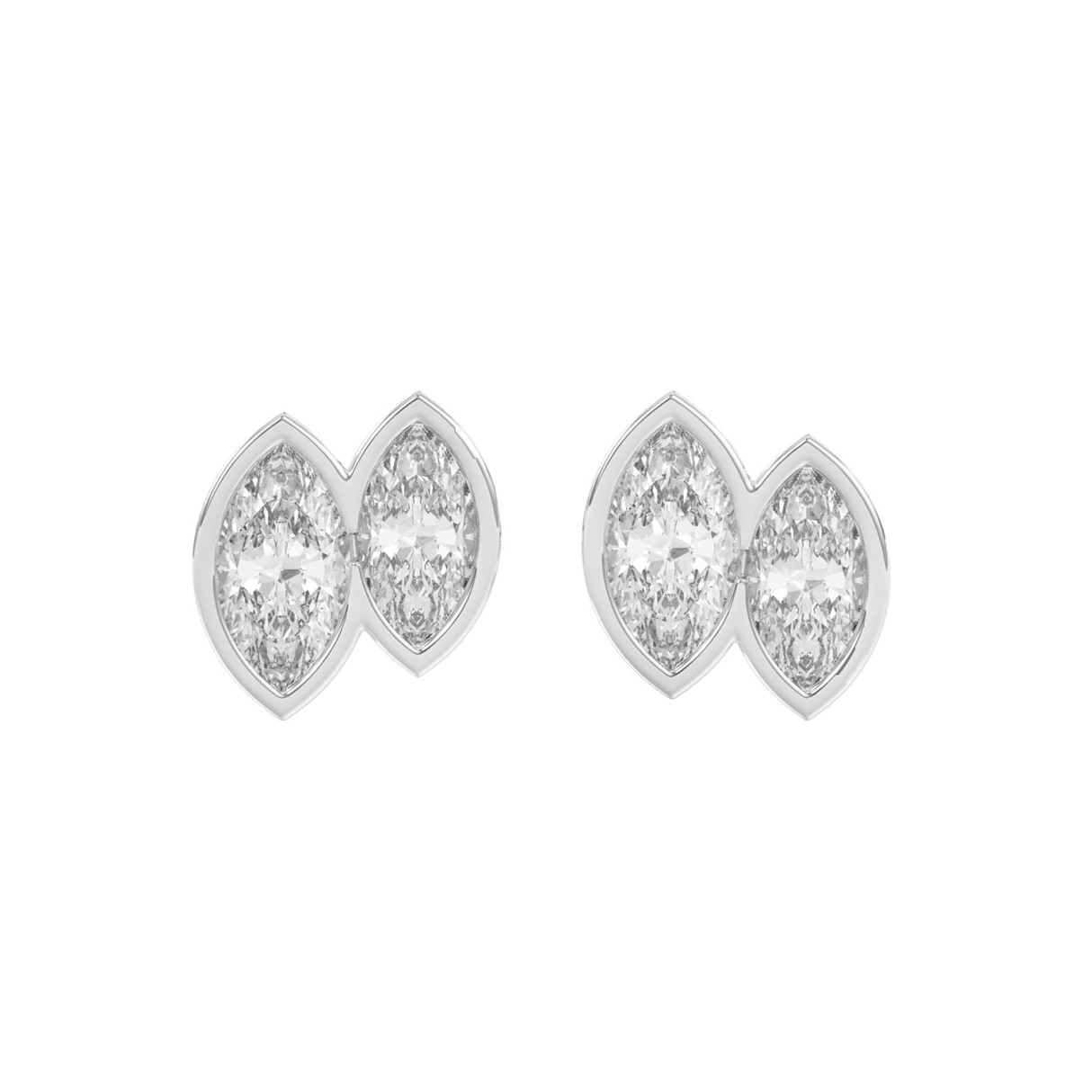 Elegant Ladies Earring 14K Collection Linked Hearts White Gold 1.00CT Marquise Lab Grown Diamond (Color F-G -Clarity VS1/VS2)