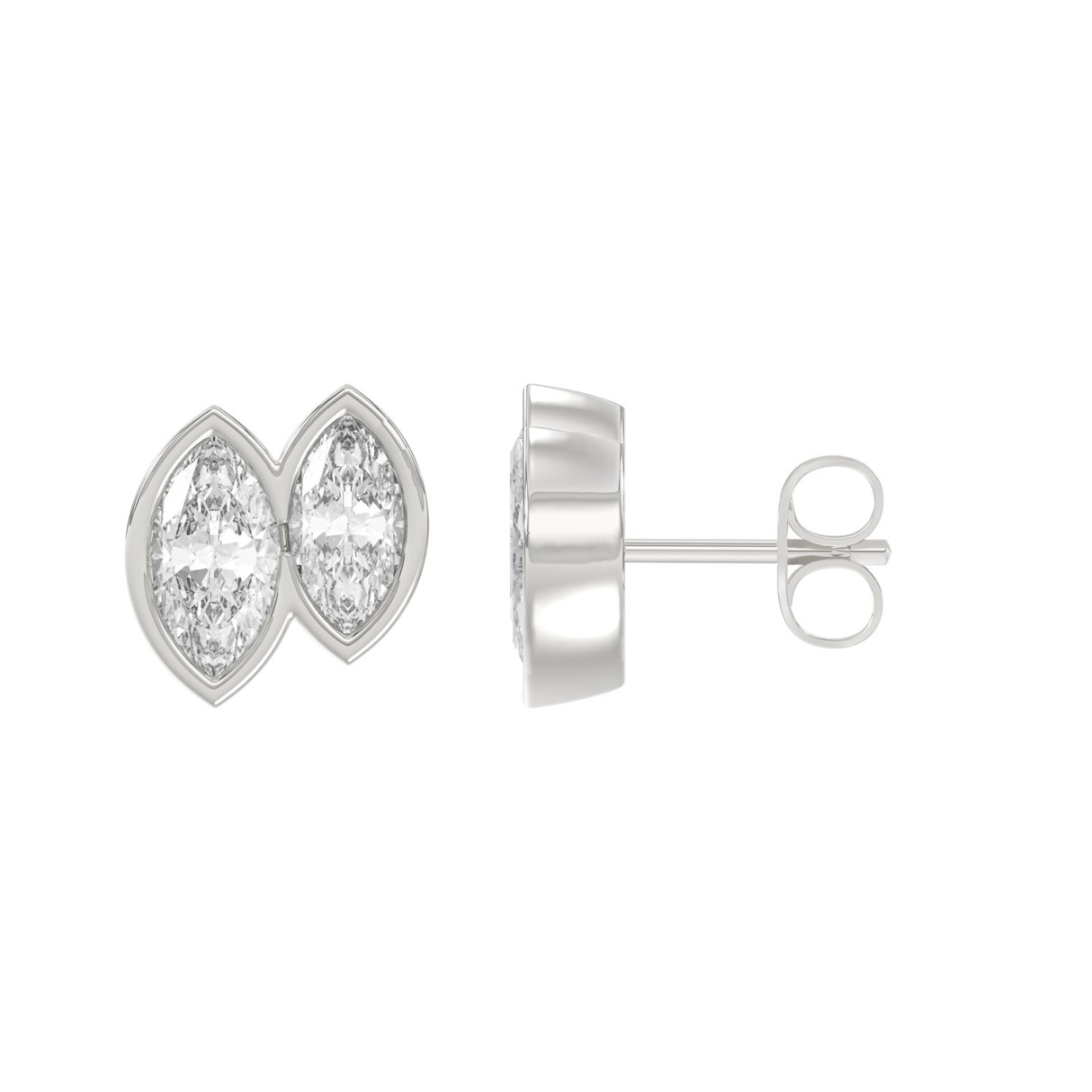 Elegant Ladies Earring 14K Collection Linked Hearts White Gold 1.00CT Marquise Lab Grown Diamond (Color F-G -Clarity VS1/VS2)