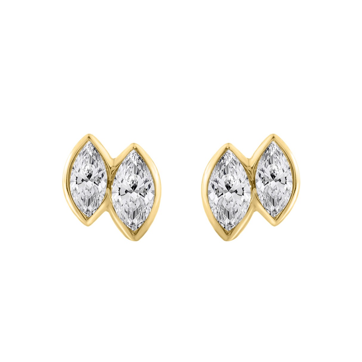 Elegant ColleCTions Toi Et Moi Ladies Earring 10K Yellow Gold 3/4CT Marquise Lab Grown Diamond (Color F-G -Clarity VS1/VS2)