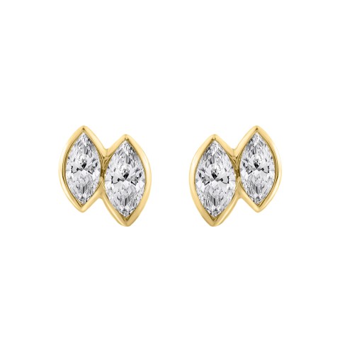 Elegant ColleCTions Toi Et Moi Ladies Earring 10K Yellow Gold 3/4CT Marquise Lab Grown Diamond (Color F-G -Clarity VS1/VS2)