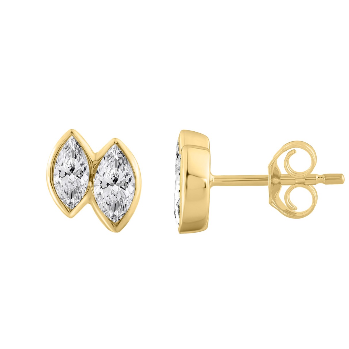 Elegant ColleCTions Toi Et Moi Ladies Earring 10K Yellow Gold 3/4CT Marquise Lab Grown Diamond (Color F-G -Clarity VS1/VS2)