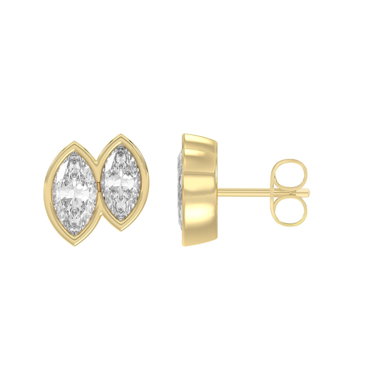 Elegant Ladies Earring 10K Collection Linked Hearts Yellow Gold 1.00CT Marquise Lab Grown Diamond (Color F-G -Clarity VS1/VS2)