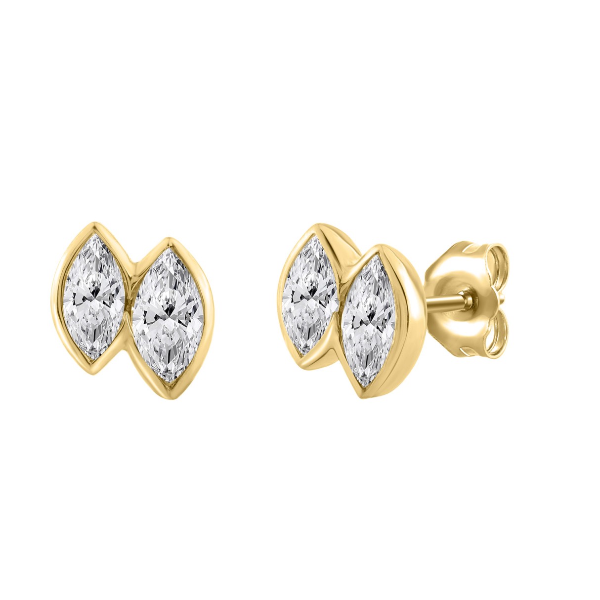 Elegant ColleCTions Toi Et Moi Ladies Earring 10K Yellow Gold 3/4CT Marquise Lab Grown Diamond (Color F-G -Clarity VS1/VS2)