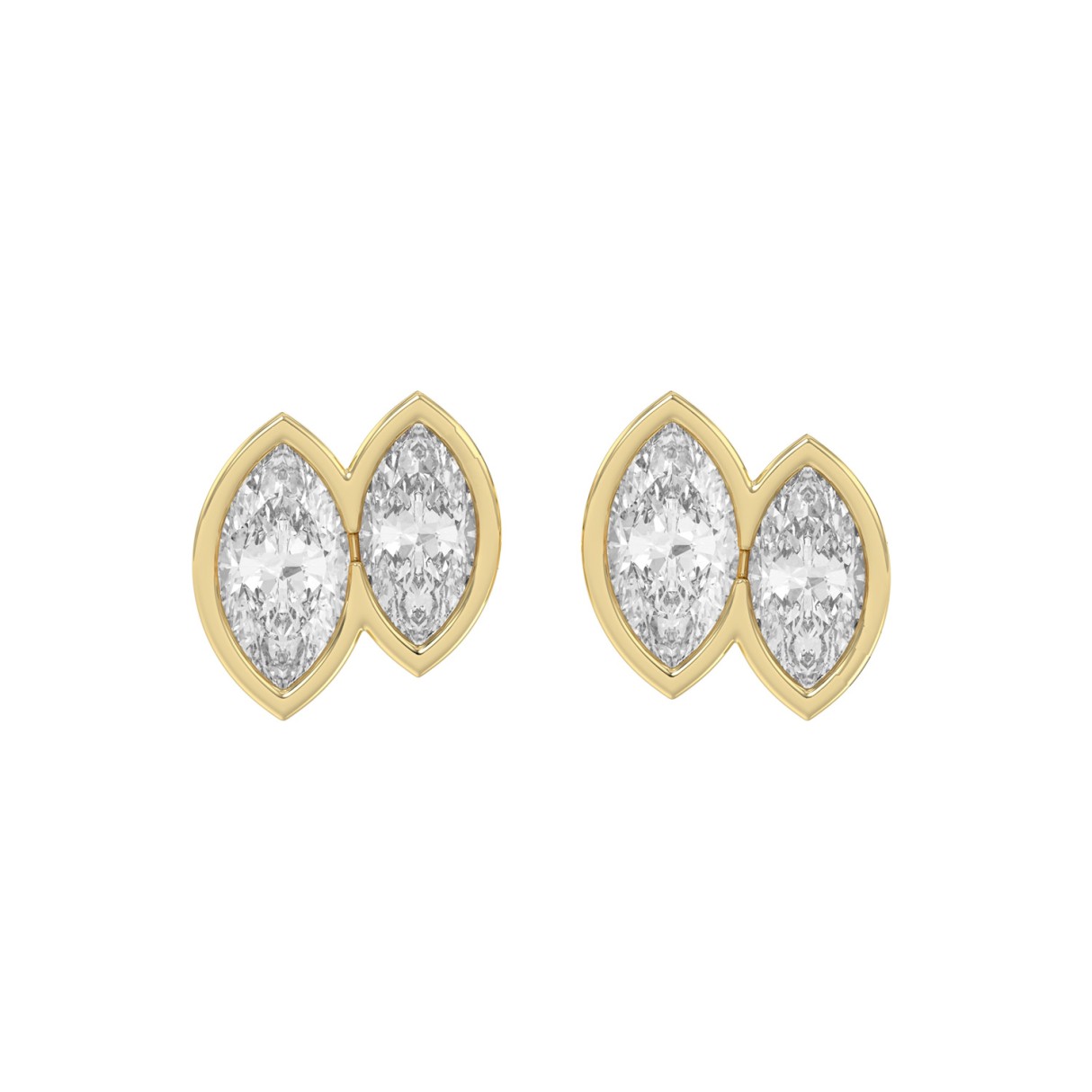 Elegant Ladies Earring 14K Collection Linked Hearts Yellow Gold 1.00CT Marquise Lab Grown Diamond (Color F-G -Clarity VS1/VS2)