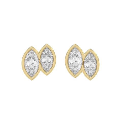 Elegant Ladies Earring 14K Collection Linked Hearts Yellow Gold 1.00CT Marquise Lab Grown Diamond (Color F-G -Clarity VS1/VS2)