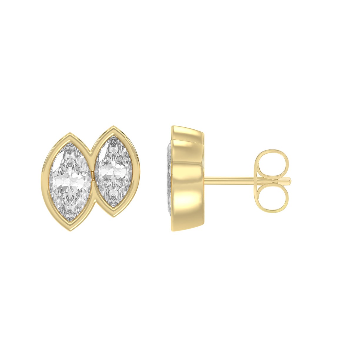 Elegant Ladies Earring 14K Collection Linked Hearts Yellow Gold 1.00CT Marquise Lab Grown Diamond (Color F-G -Clarity VS1/VS2)