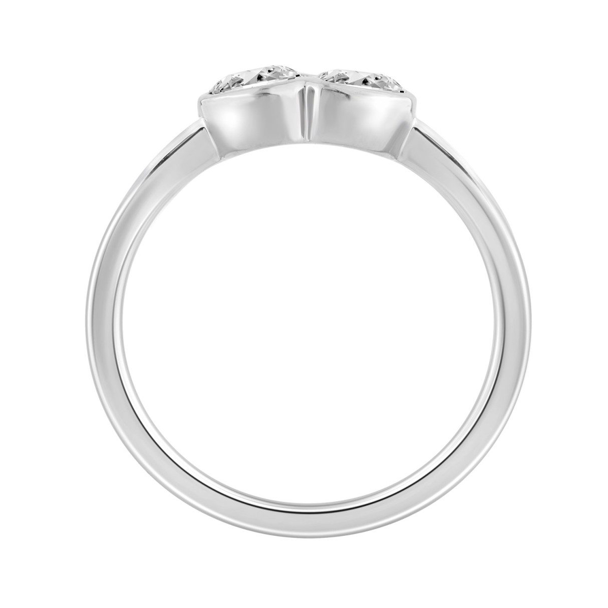 3/4CT White Gold 10K Collection Linked Hearts & Two-Stone Oval & Marquise Diamond Ring for Women (Color F-G Clarity VS1/VS2)