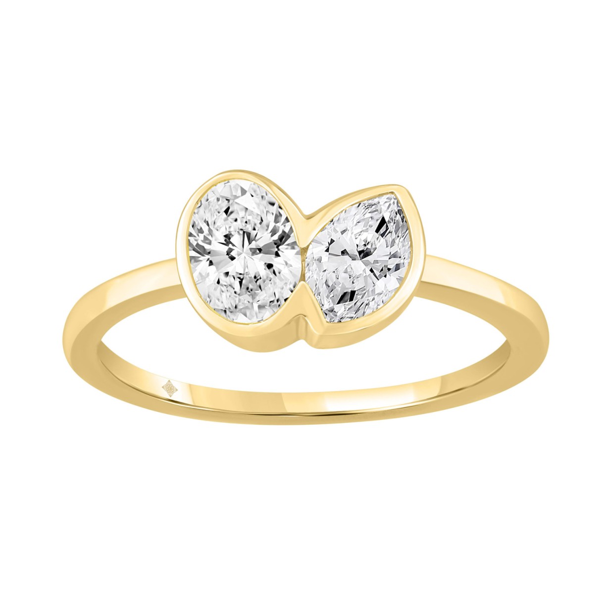 3/4CT Yellow Gold 10K Collection Toi et Moi & Two-Stone Oval & Marquise Diamond Ring for Women (Color F-G Clarity VS1/VS2)