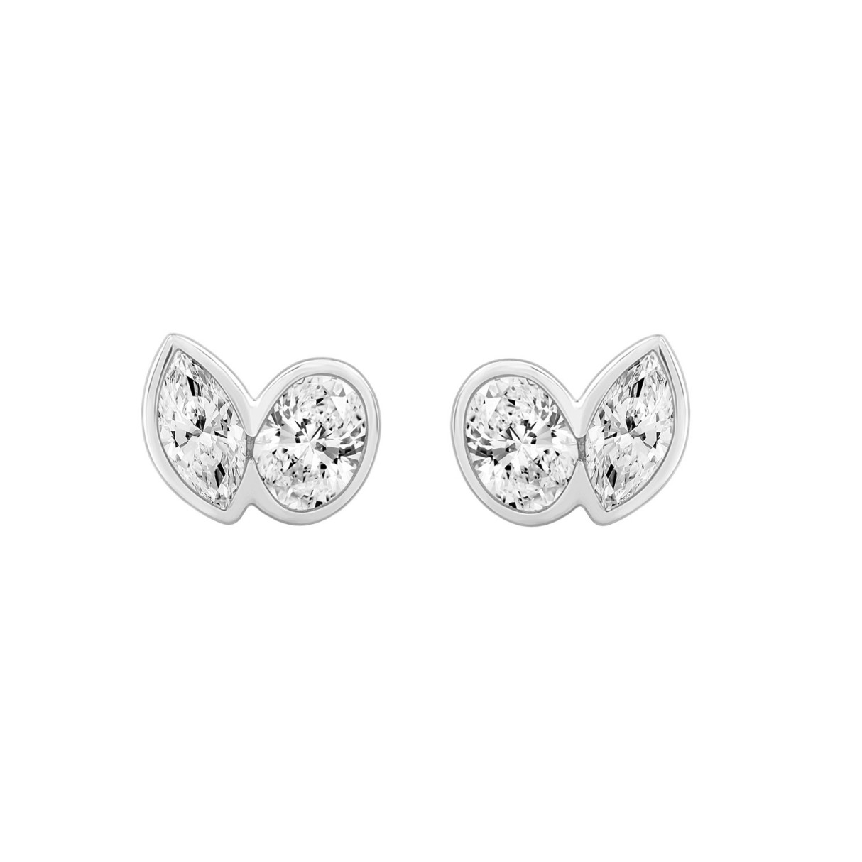 1.00CT White Gold 14K Collection Linked Hearts Two...