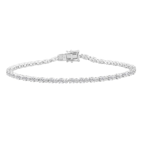 Ladies Bracelet 10K White Gold 2.00Ct Round Lab Grown Diamond (Color F-G -Clarity Vs1/Vs2)
