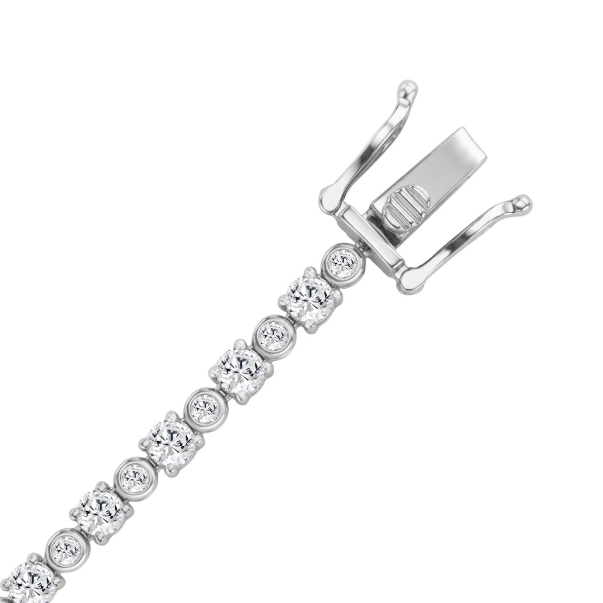 Ladies Bracelet 10K White Gold 2.00Ct Round Lab Grown Diamond (Color F-G -Clarity Vs1/Vs2)
