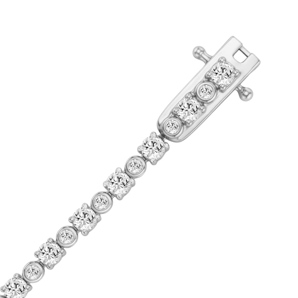 Ladies Bracelet 10K White Gold 2.00Ct Round Lab Grown Diamond (Color F-G -Clarity Vs1/Vs2)