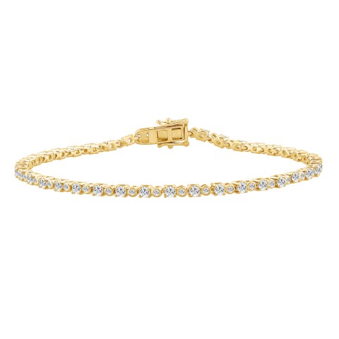 Ladies Bracelet 14K Yellow Gold 2.00Ct Round Lab Grown Diamond (Color F-G -Clarity VS1/VS2)