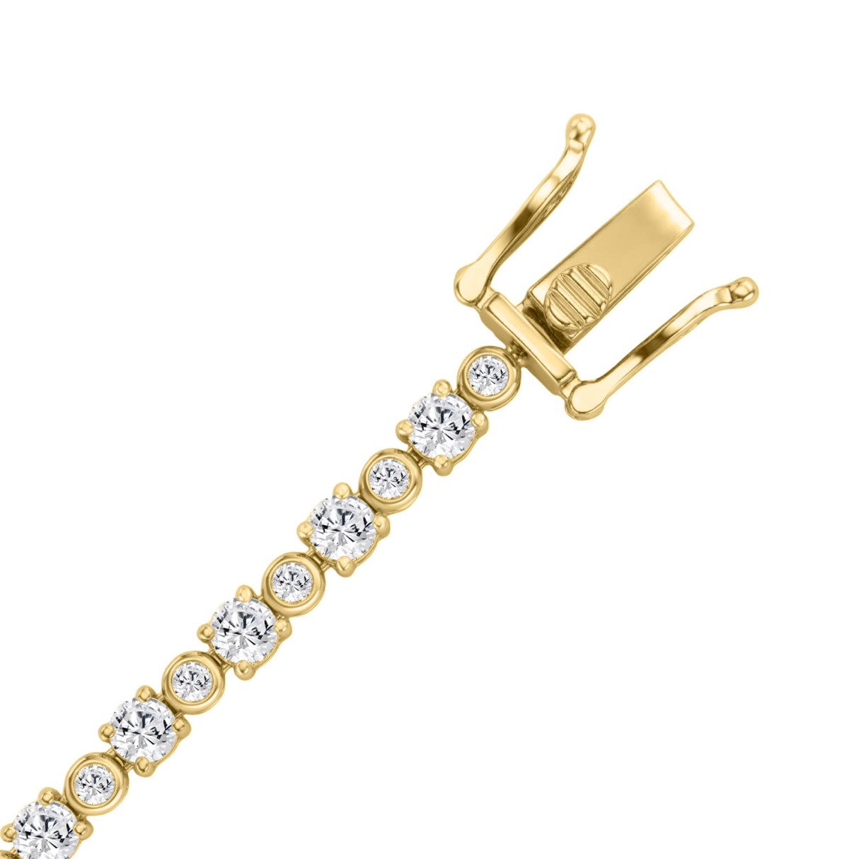 Ladies Bracelet 10K Yellow Gold 2.00Ct Round Lab Grown Diamond (Color F-G -Clarity VS1/VS2)