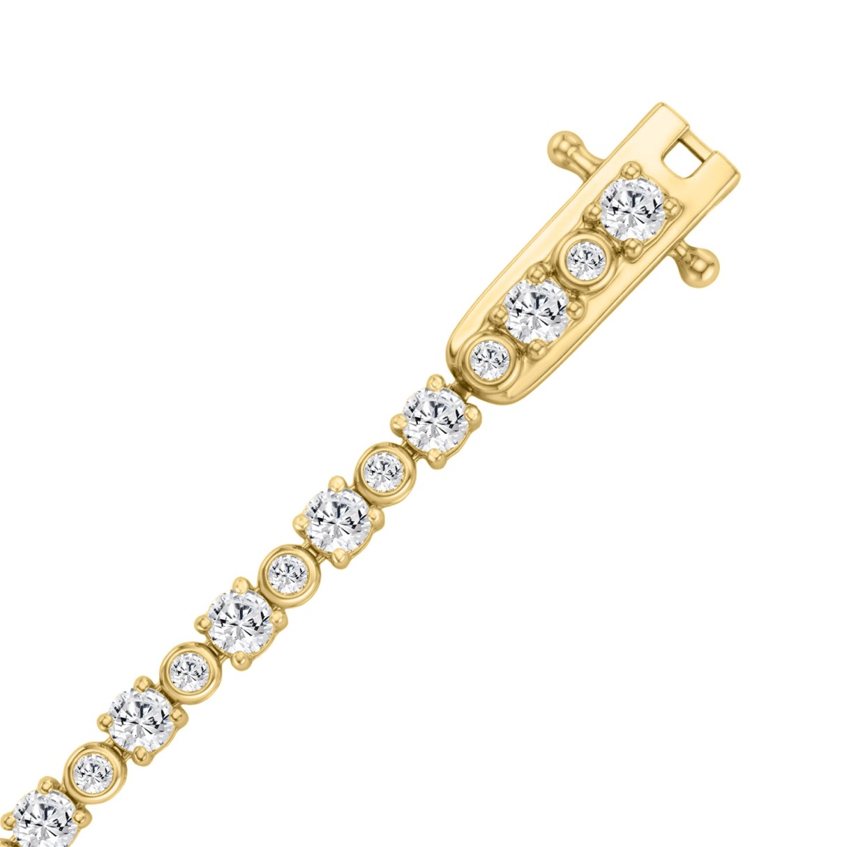 Ladies Bracelet 10K Yellow Gold 2.00Ct Round Lab Grown Diamond (Color F-G -Clarity VS1/VS2)
