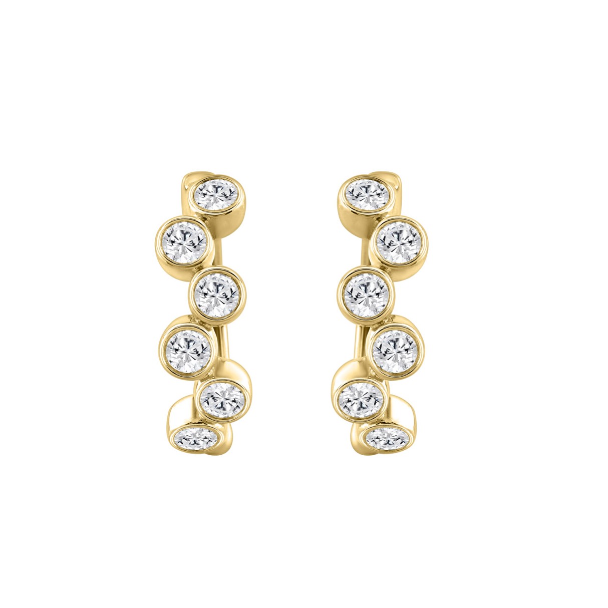 Elegant Ladies 10K Yellow Gold 3/4CT Round Lab Grown Diamond Fancy Hoop Earrings  (Color F-G -Clarity VS1/VS2)
