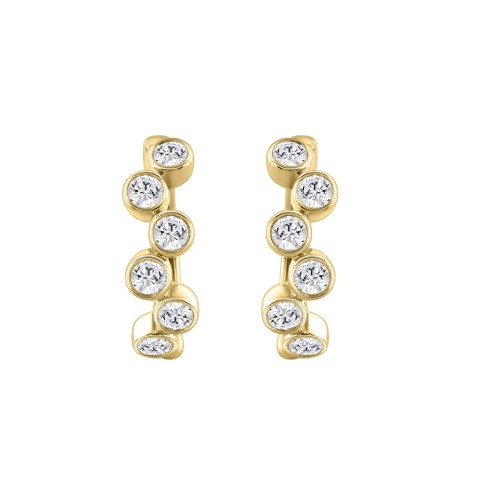 Elegant Ladies 10K Yellow Gold 3/4CT Round Lab Grown Diamond Fancy Hoop Earrings  (Color F-G -Clarity VS1/VS2)