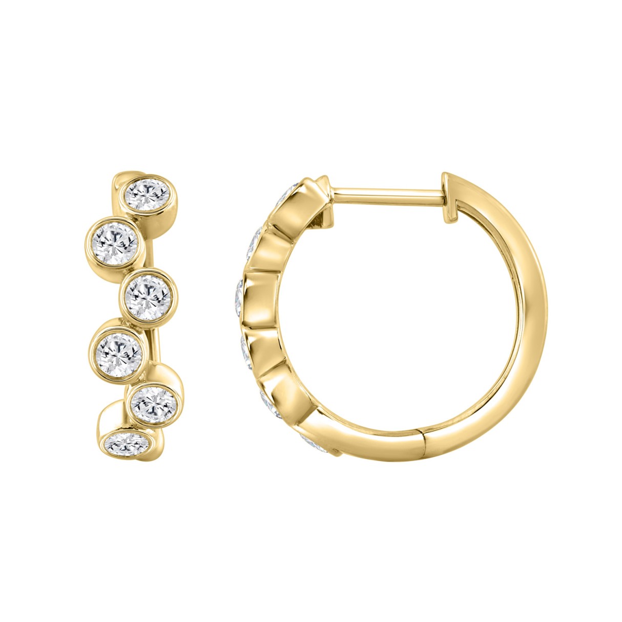 Elegant Ladies 10K Yellow Gold 3/4CT Round Lab Grown Diamond Fancy Hoop Earrings  (Color F-G -Clarity VS1/VS2)
