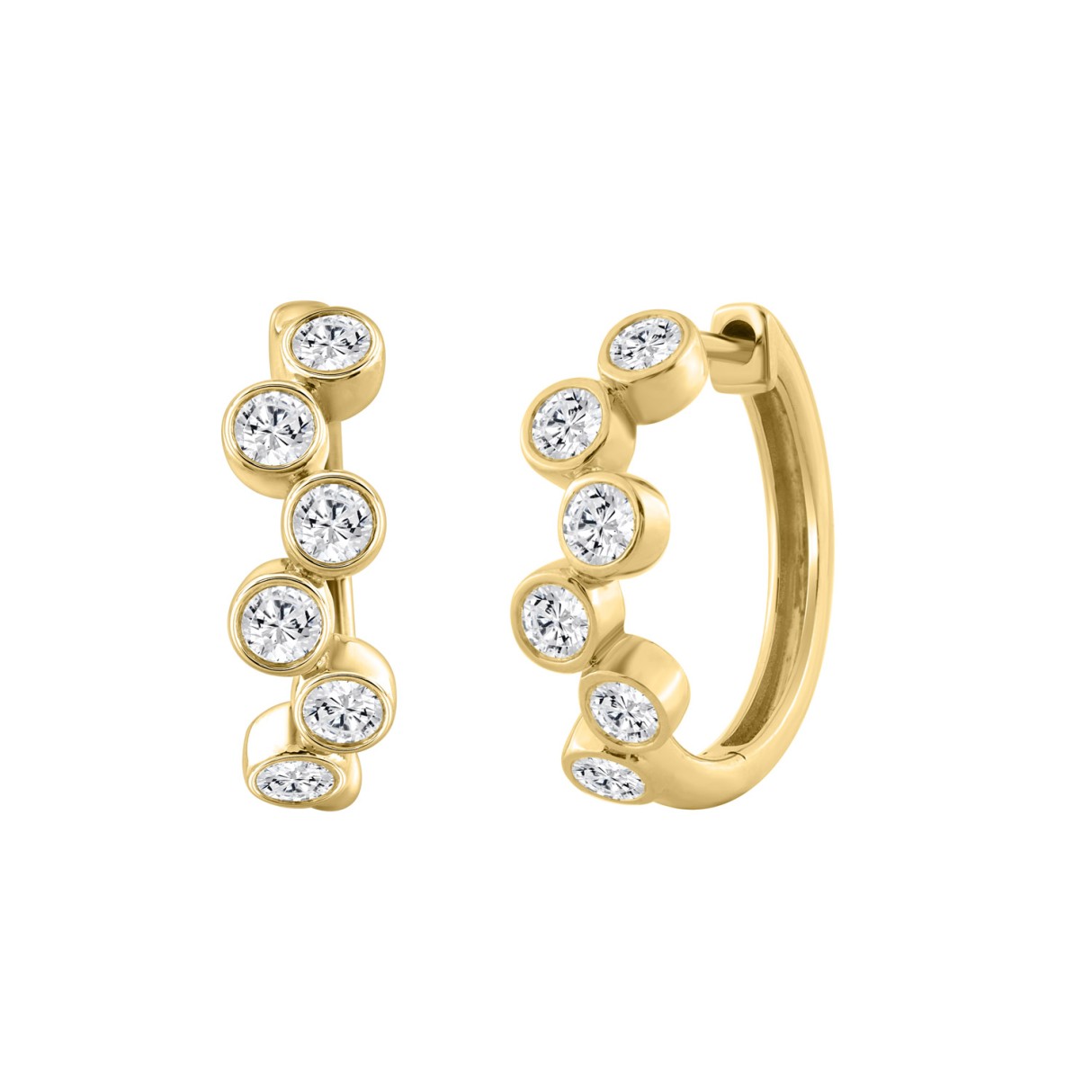 Elegant Ladies 10K Yellow Gold 3/4CT Round Lab Grown Diamond Fancy Hoop Earrings  (Color F-G -Clarity VS1/VS2)