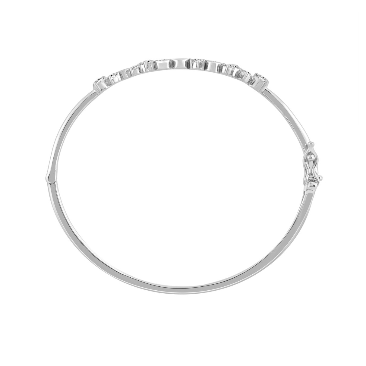 14K White Gold Ladies Fashion Bangle 1 3/4Ct Round Cut Diamonds  (Color F-G -Clarity Vs1/Vs2)