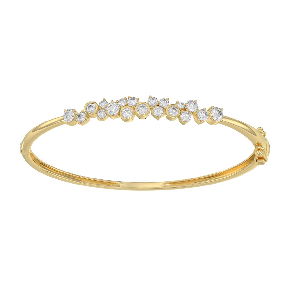 14K Yellow Gold Ladies Flexible Bangle 1 3/4CT Rou...
