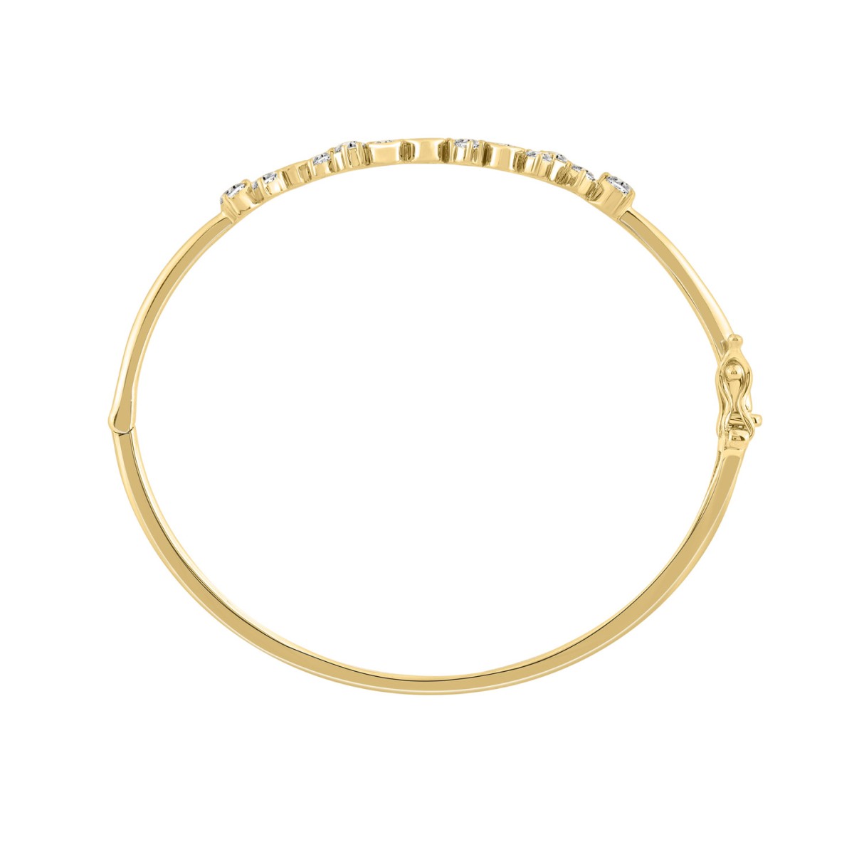 14K Yellow Gold Ladies Flexible Bangle 1 3/4CT Round Cut Diamonds  (Color F-G -Clarity VS1/VS2)