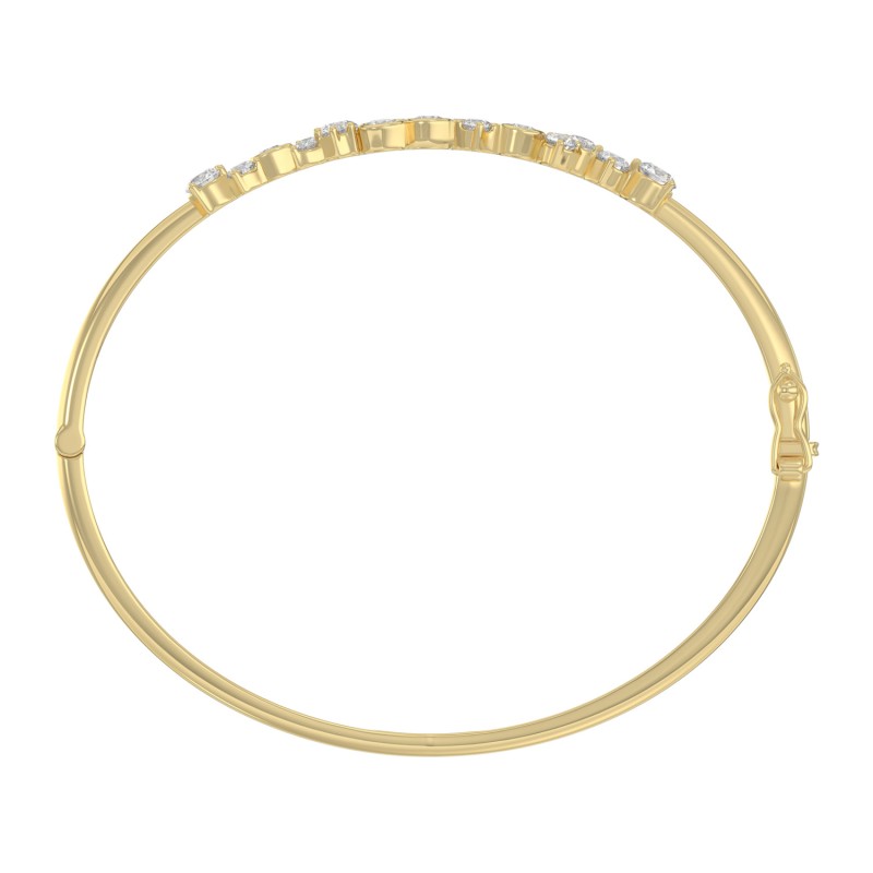 14K Yellow Gold Ladies Flexible Bangle 1 3/4CT Round Cut Diamonds  (Color F-G -Clarity VS1/VS2)