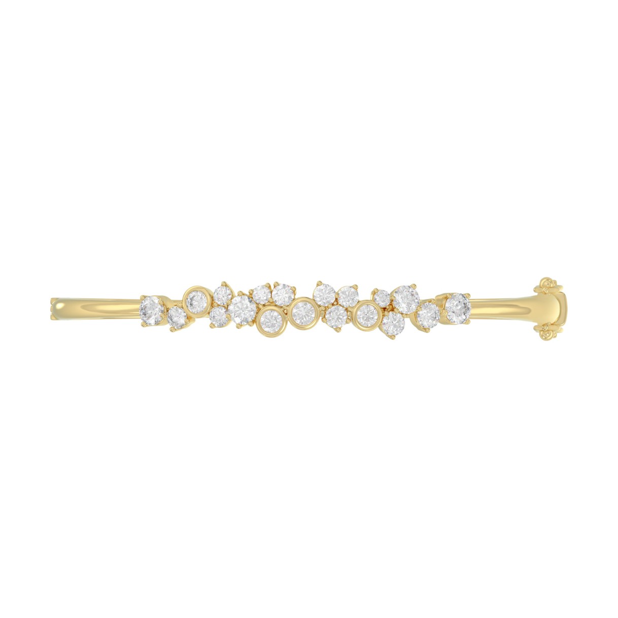 14K Yellow Gold Ladies Flexible Bangle 1 3/4CT Round Cut Diamonds  (Color F-G -Clarity VS1/VS2)