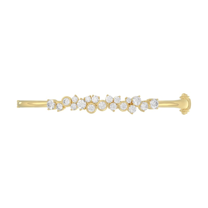 14K Yellow Gold Ladies Flexible Bangle 1 3/4CT Round Cut Diamonds  (Color F-G -Clarity VS1/VS2)