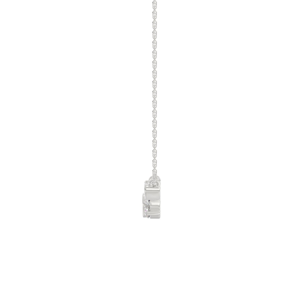 Ladies 10K White Gold Diamond Necklace 1/2Ct Round Diamond Cluster Bezel Set (Color F-G -Clarity Vs1/Vs2)