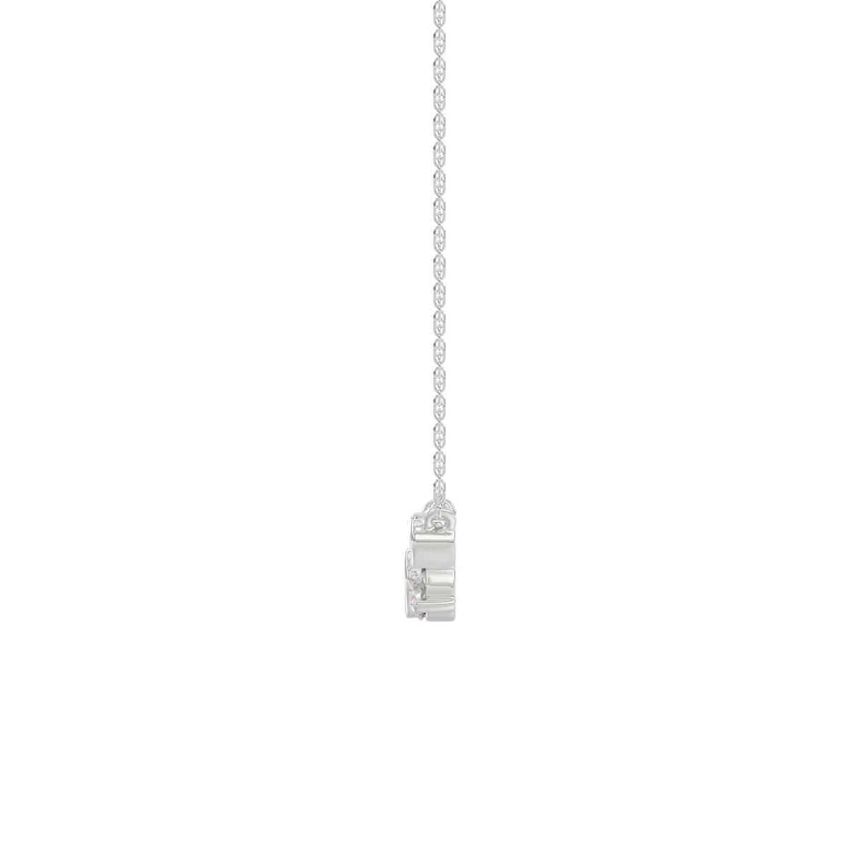 Ladies 10K White Gold Diamond Necklace 1/2Ct Round Diamond Cluster Bezel Set (Color F-G -Clarity Vs1/Vs2)